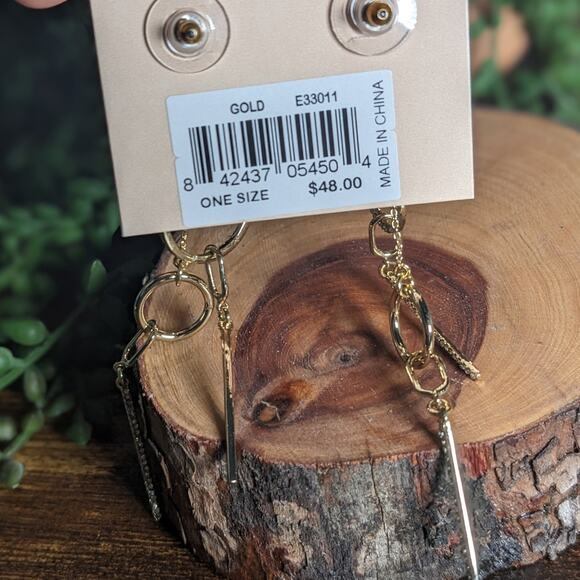 NWT Rebecca Minkoff Gold Crystal Drop Earrings Gold Women's Size OS - Picture 5 of 7